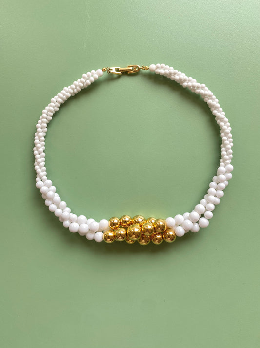 White & Gold Pearl Necklace