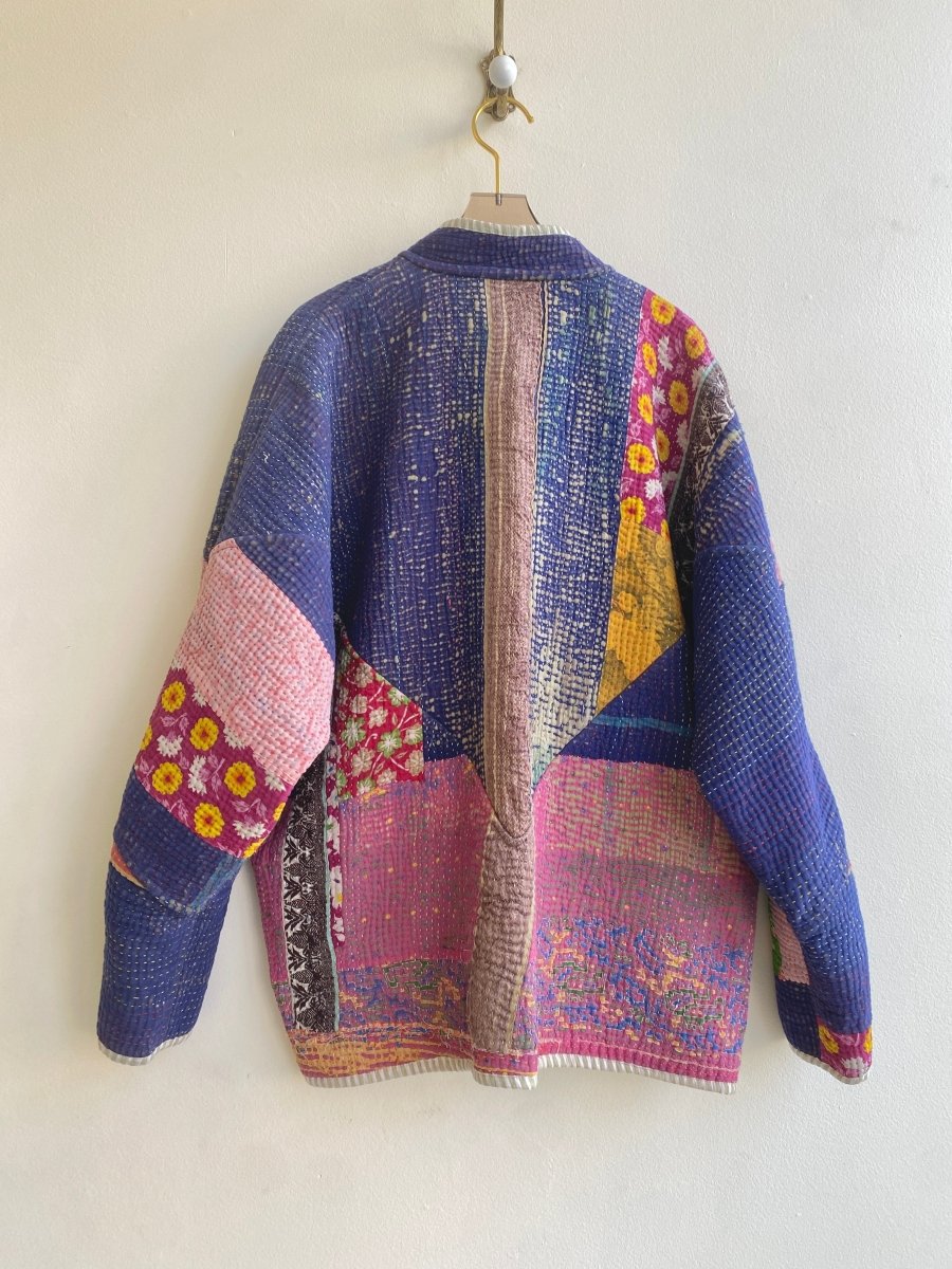 Reversible Ladhiya Quilted Jacket in Colors Olive, Tan, Red, Patchwork & Purple, Pink Patchwork - Made X Hudson