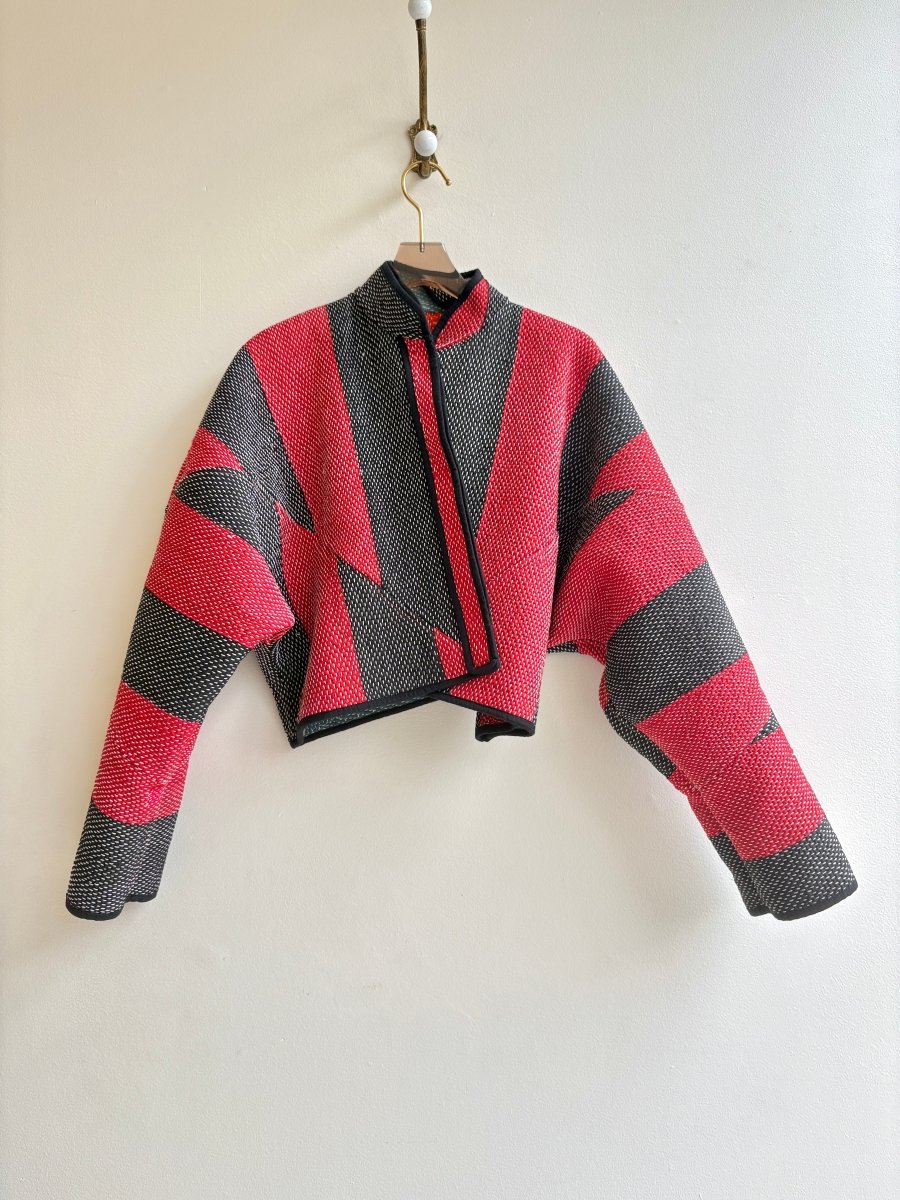 Reversible Kaira Quilted Cropped Jacket in Colors Sage, Mauve, Orange, Sky Blue & Red, Black - Made X Hudson