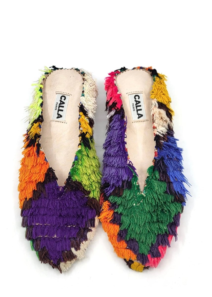Aili Babouche “Celia” Mules In Colors Purple, Green, Orange, Lime, Cream (Size 41) - Made X Hudson
