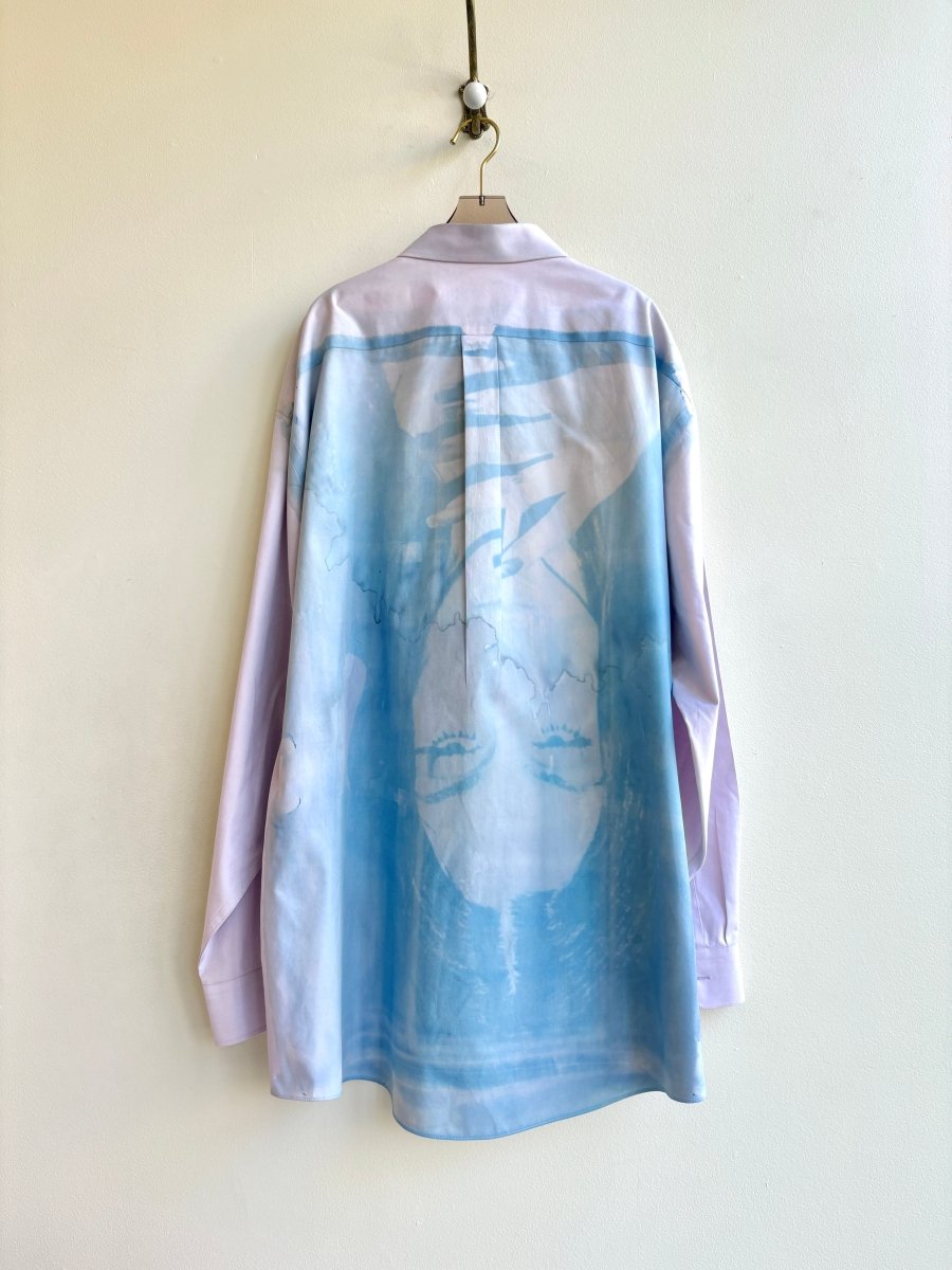 Cher Blue Sun Cyanotype Petal Pink Button-Up Shirt (Reworked) - Made X Hudson
