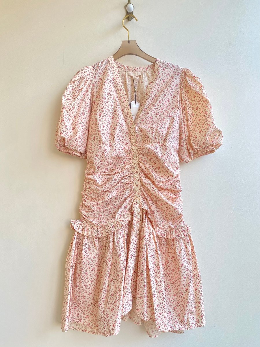 TiMo | Floral Gathered Button Up Cocktail Dress (Vintage) - Made X Hudson