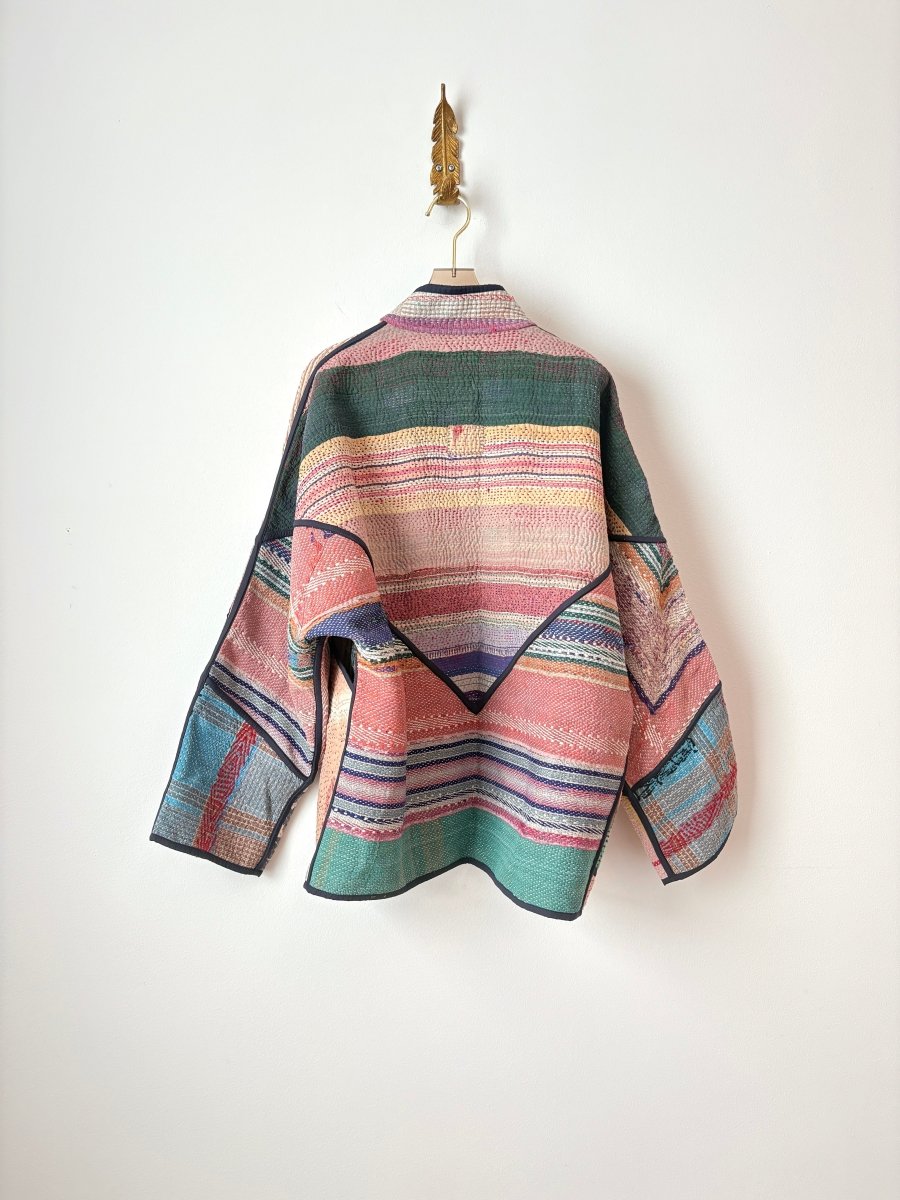 Reversible Ladhiya Quilted Jacket in Colors Mauve, Salmon, Sky Blue, Forest Green & Green, Orange, Purple, Cream - Made X Hudson
