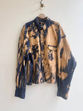 Brush Stroke Button Down Cropped Shirt in Navy and Gold (Reworked) - Made X Hudson