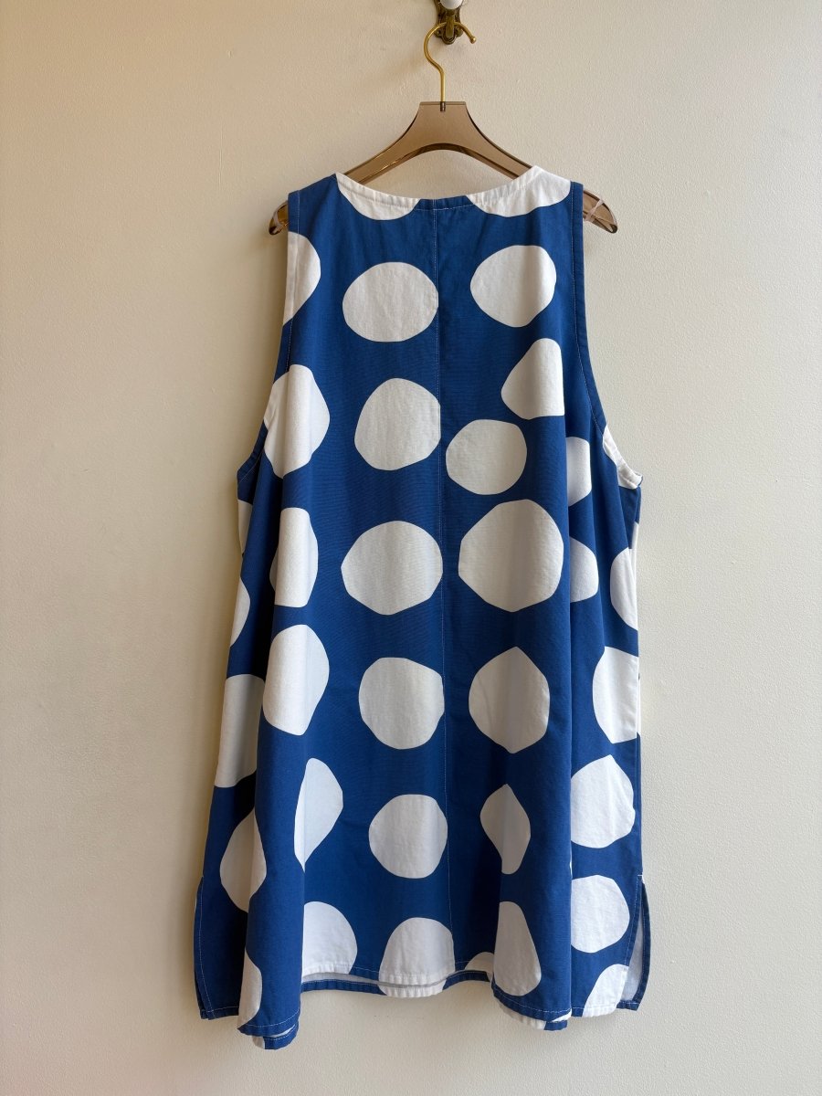Studio Apron Dress in Sky Blue Large Dot - Made X Hudson