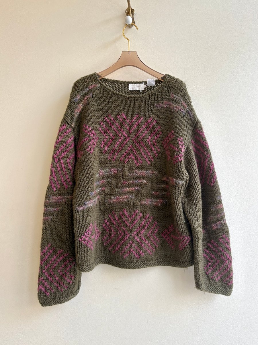 R.G. Arnold | Olive & Pink Knit Sweater (Vintage) - Made X Hudson