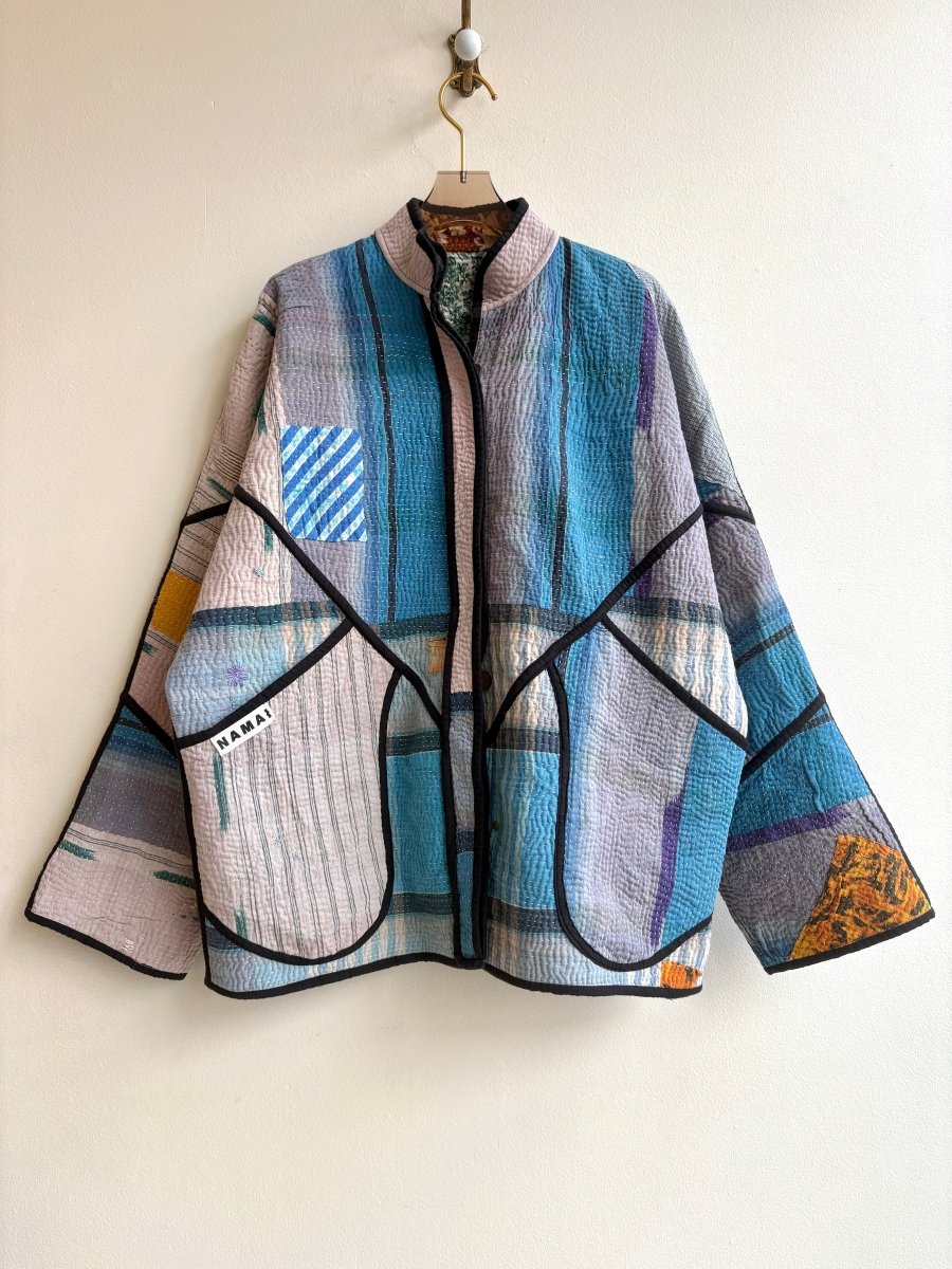 Reversible Ladhiya Quilted Jacket in Colors Sky, Mist, Lavender & Copper, Flame, Fern - Made X Hudson