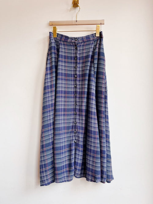 B. Moss | Blue Plaid Midi Skirt (Vintage) - Made X Hudson