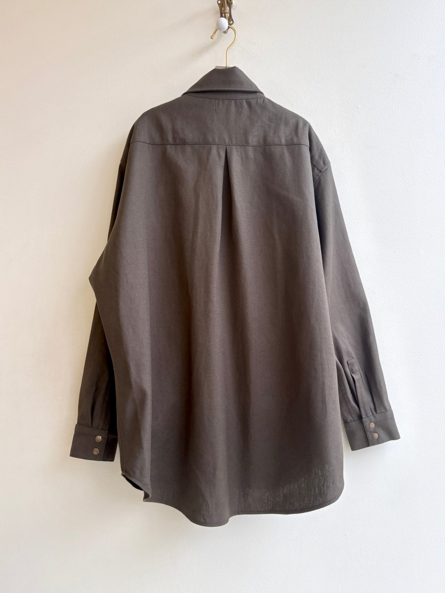 Utility Shirt Snap Up in Moss Hemp - Cotton w/ Patch Pockets - Made X Hudson