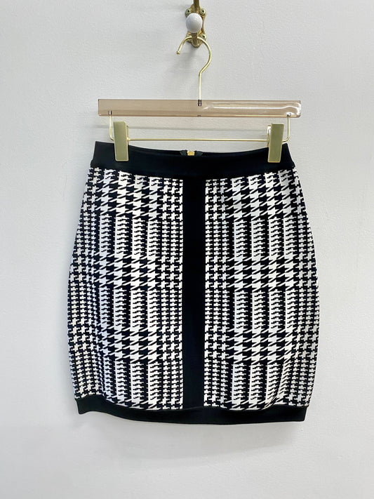 Balmain | Black & White Houndstooth Print Mini Skirt w/ Tags (Vintage)