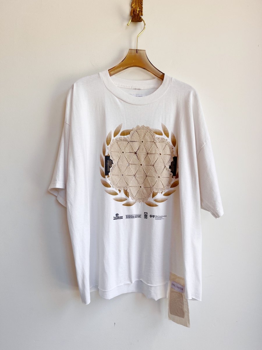 White Round Doily Appliqué Block Tee (Reworked) - Made X Hudson