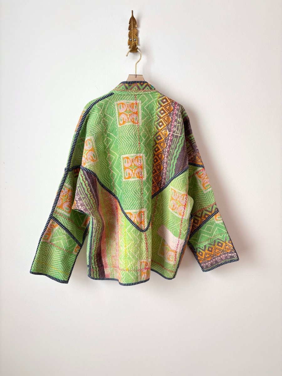 Reversible Ladhiya Quilted Jacket in Lime, Orange, Pink & Bright Blue - Made X Hudson