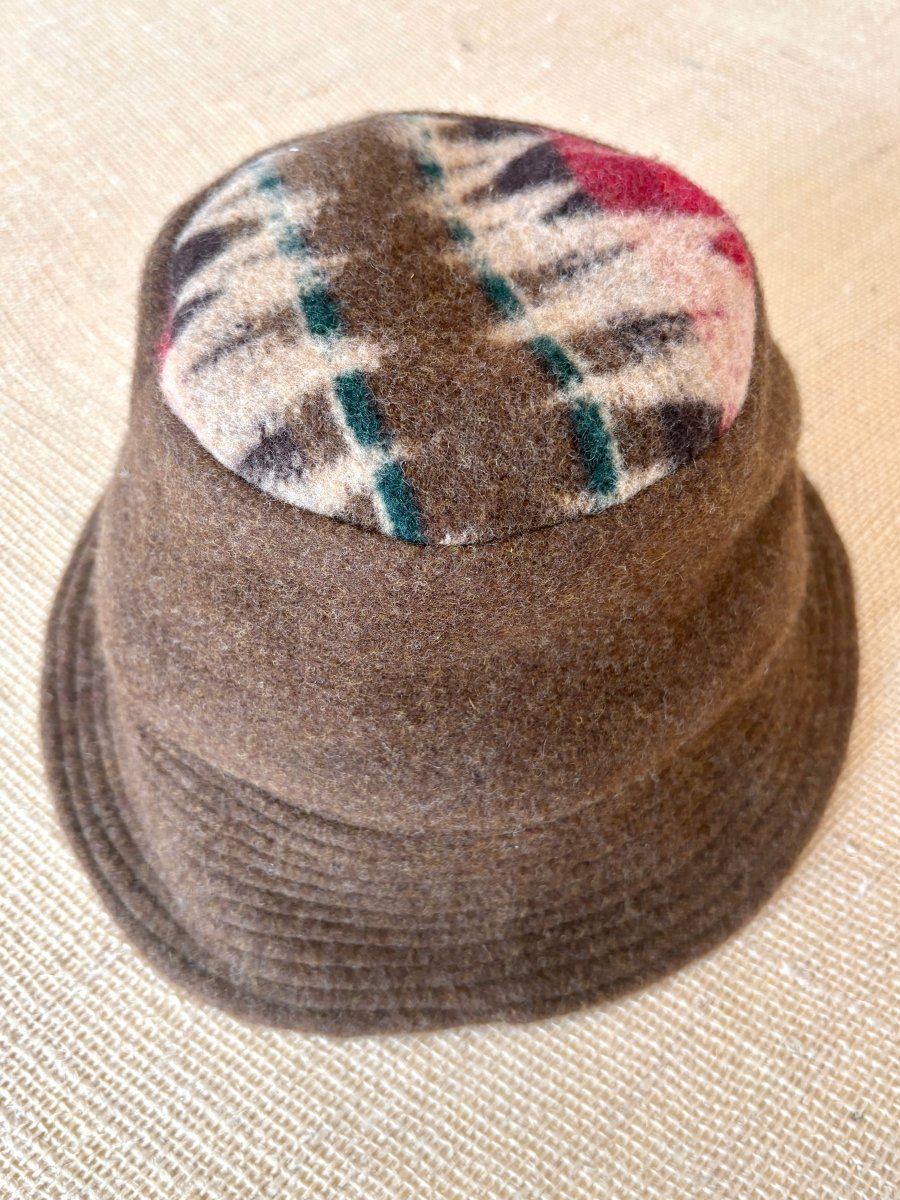 Brown Deadstock Wool Bucket Hat w/ Green, Red, Brown, Neutral Top - Made X Hudson