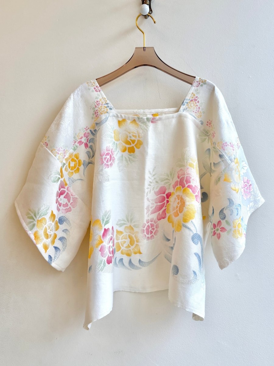 Soft Pastel Floral Jacquard with Square Neck | Picnic Top - Made X Hudson