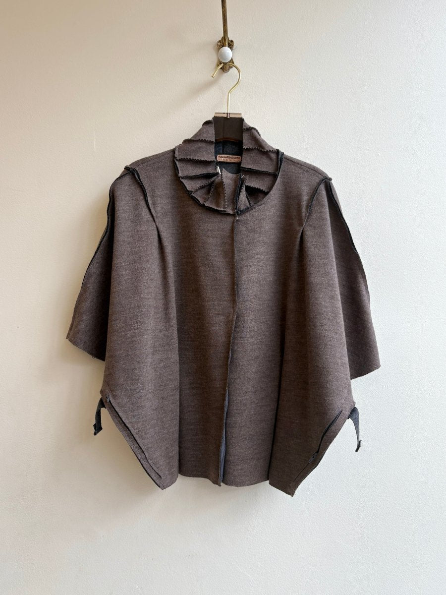 Taupe Grey Adjustable Wool Capelet | 2T - Made X Hudson