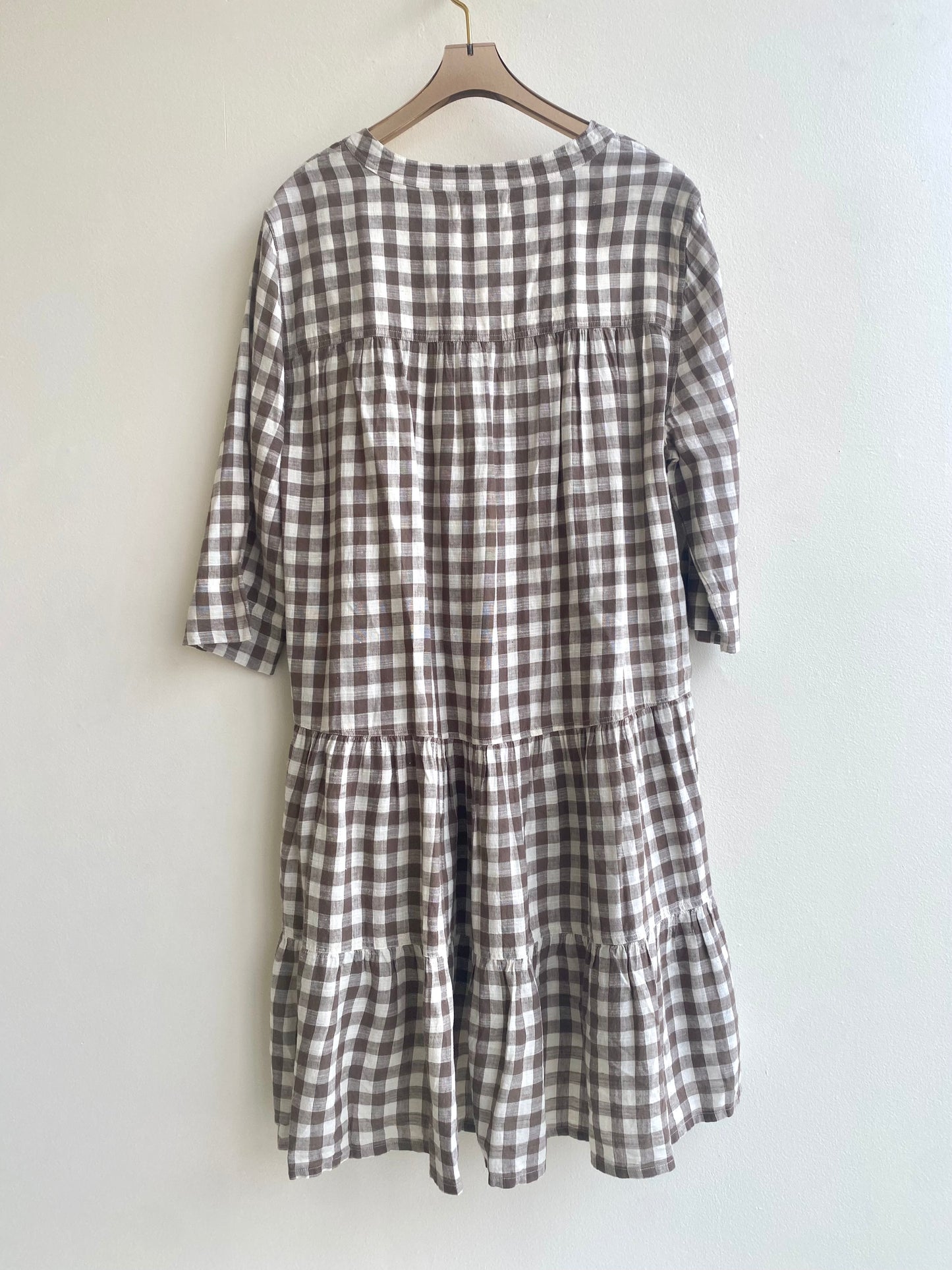 Vintage Brown Gingham Button Down Dress