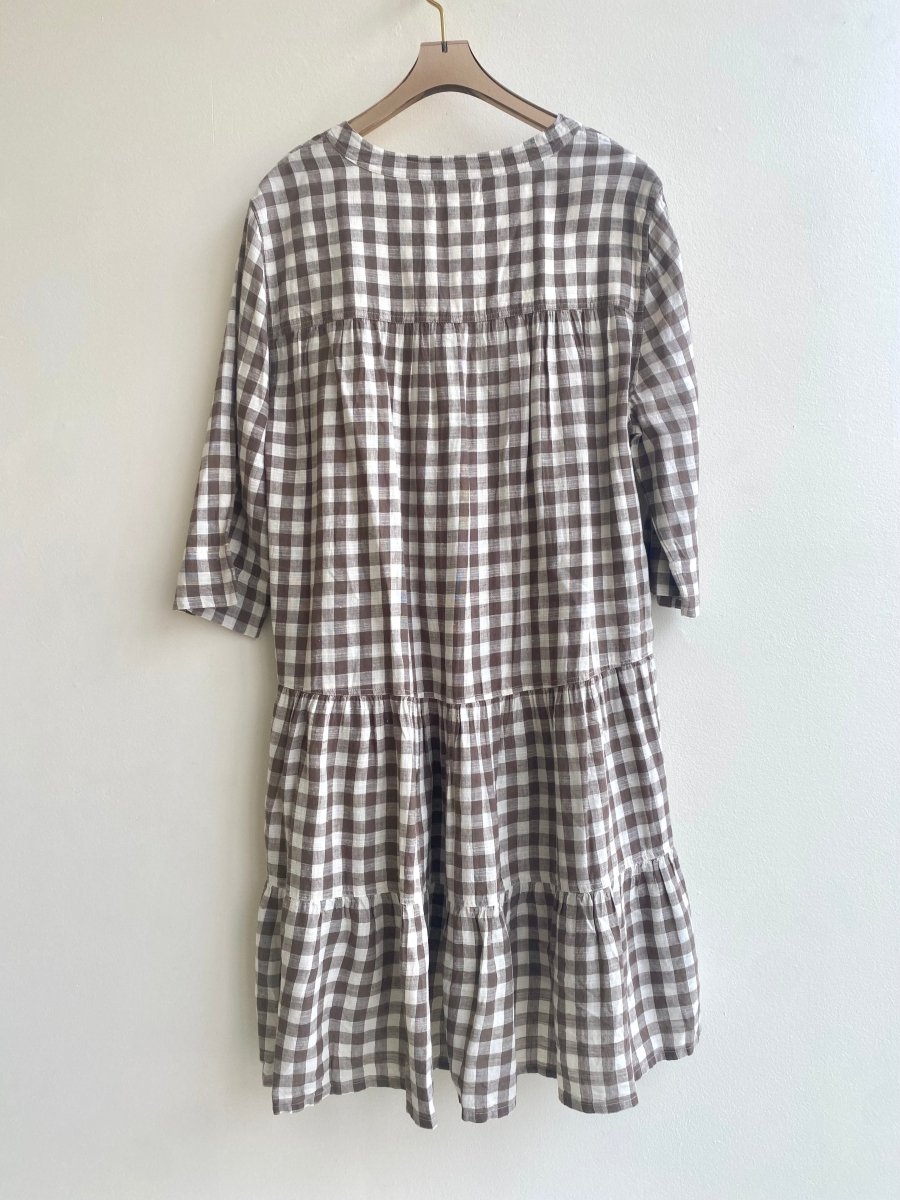 Apiece Apart | Brown Gingham Button Down Dress (Vintage) - Made X Hudson