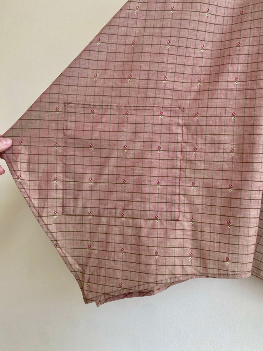 Iridescent Brown/Rose Plaid Handkerchief Hem Shirt w/ Patch Pockets - Made X Hudson