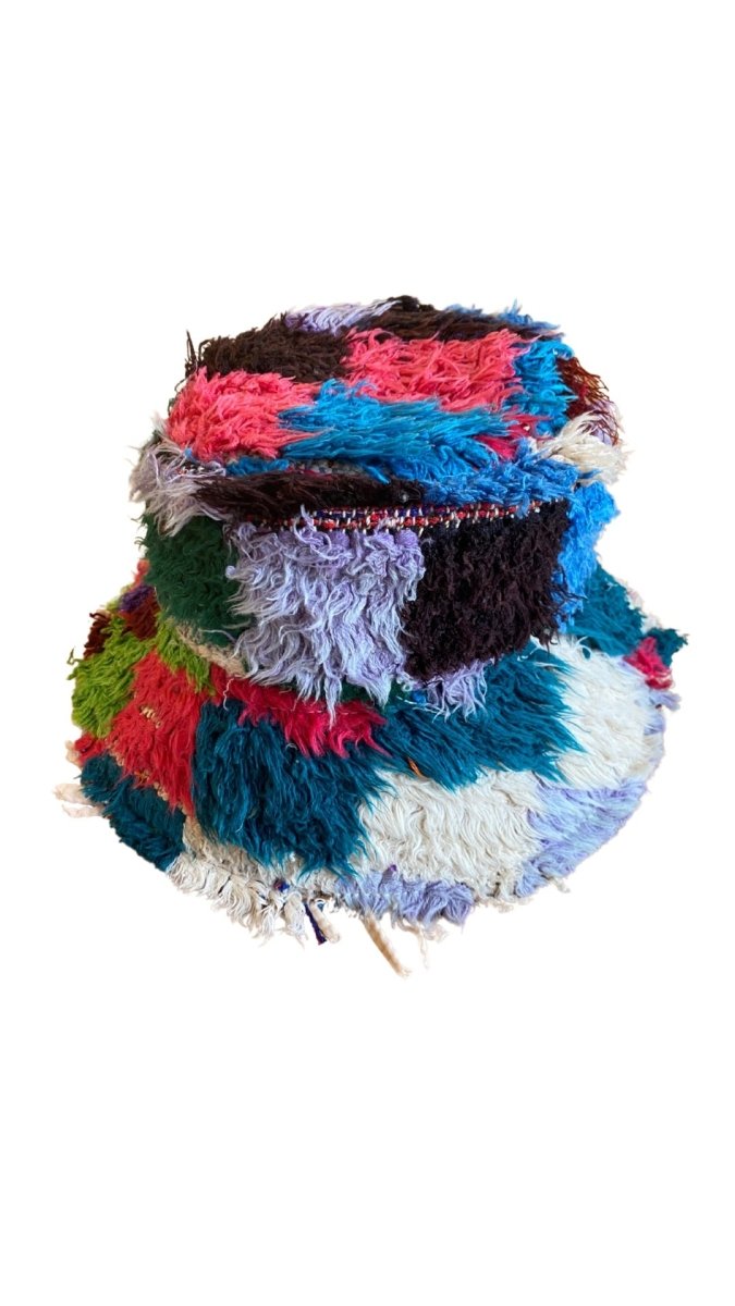 Square Print Bucket Hat in Colors Blue, Purple, Green, & Pink - Made X Hudson