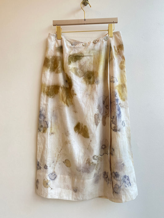 Linen Eco-Printed Skirt (Reworked)