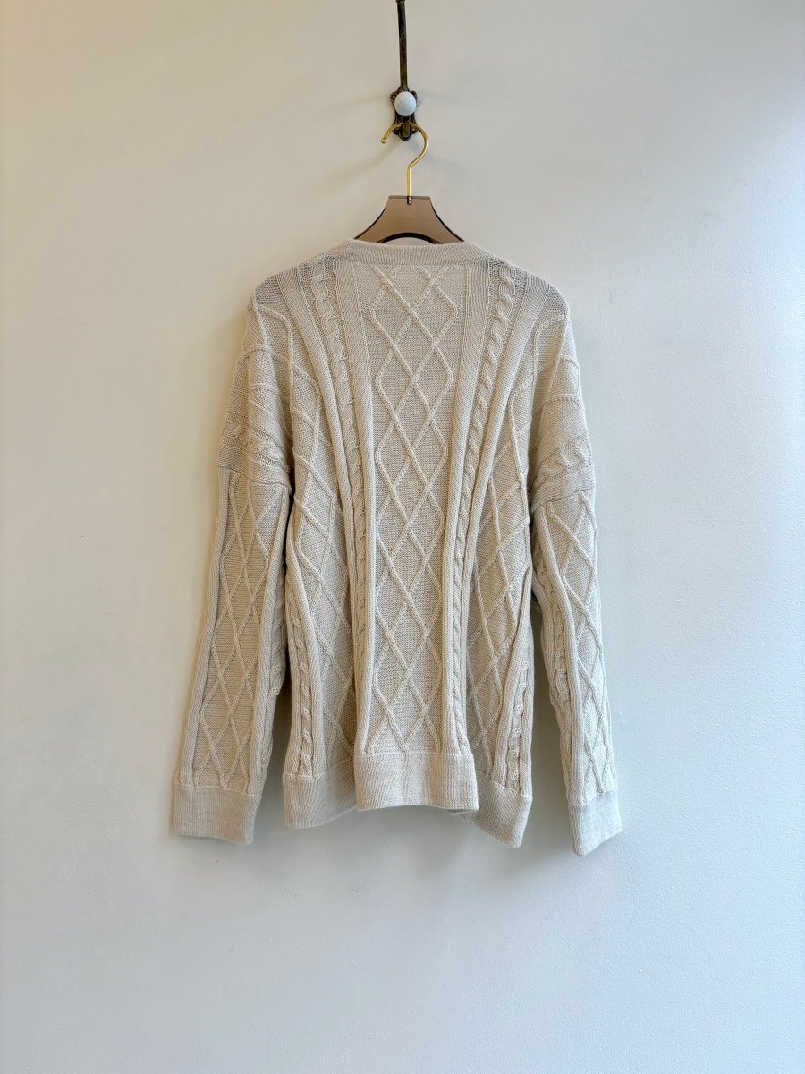 Oversized Antique White Alpaca Cable Knit Sweater (Unisex) - Made X Hudson