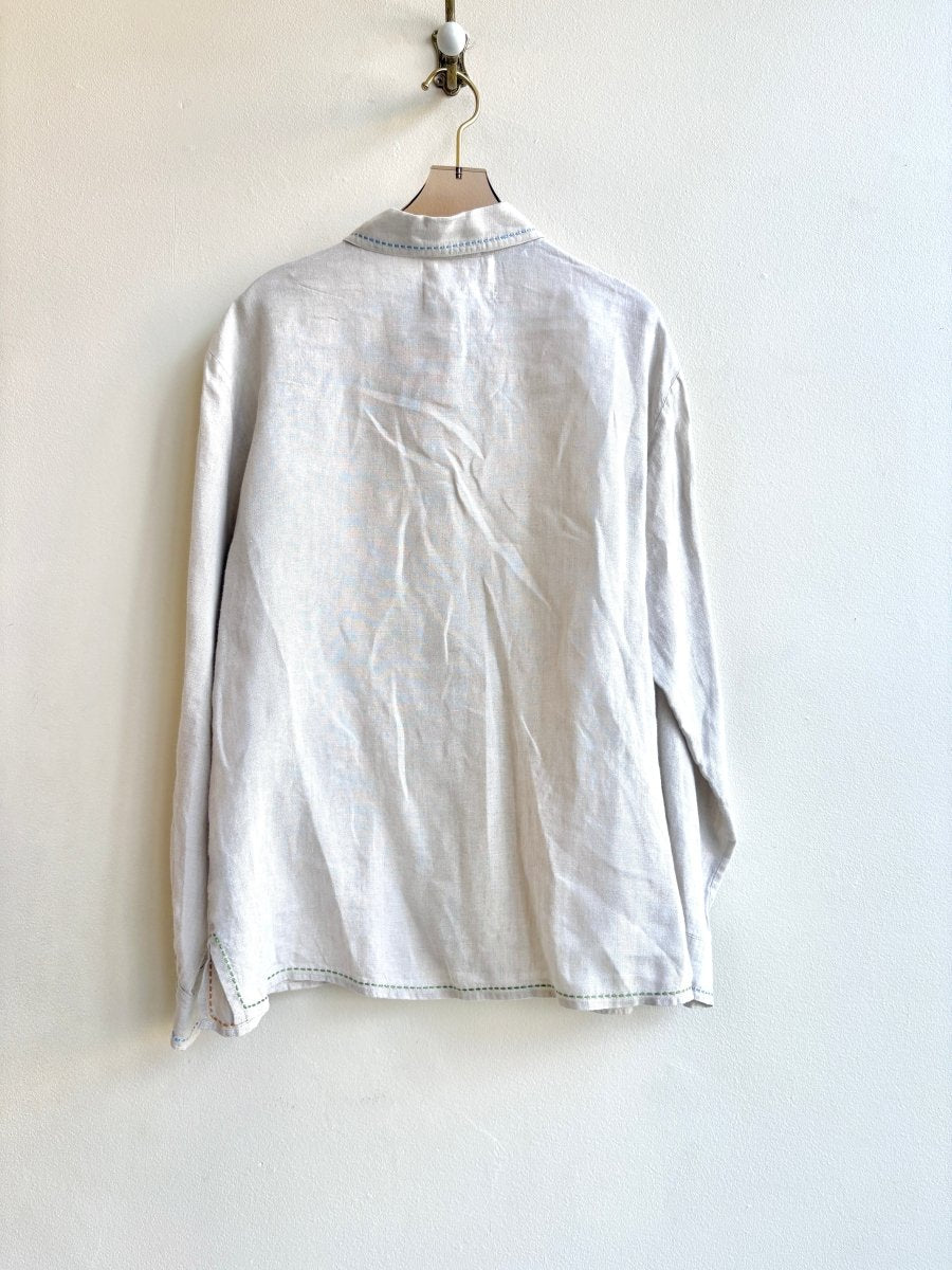 Sun, Sky, and Grass | Embroidered Linen Button Down - Made X Hudson