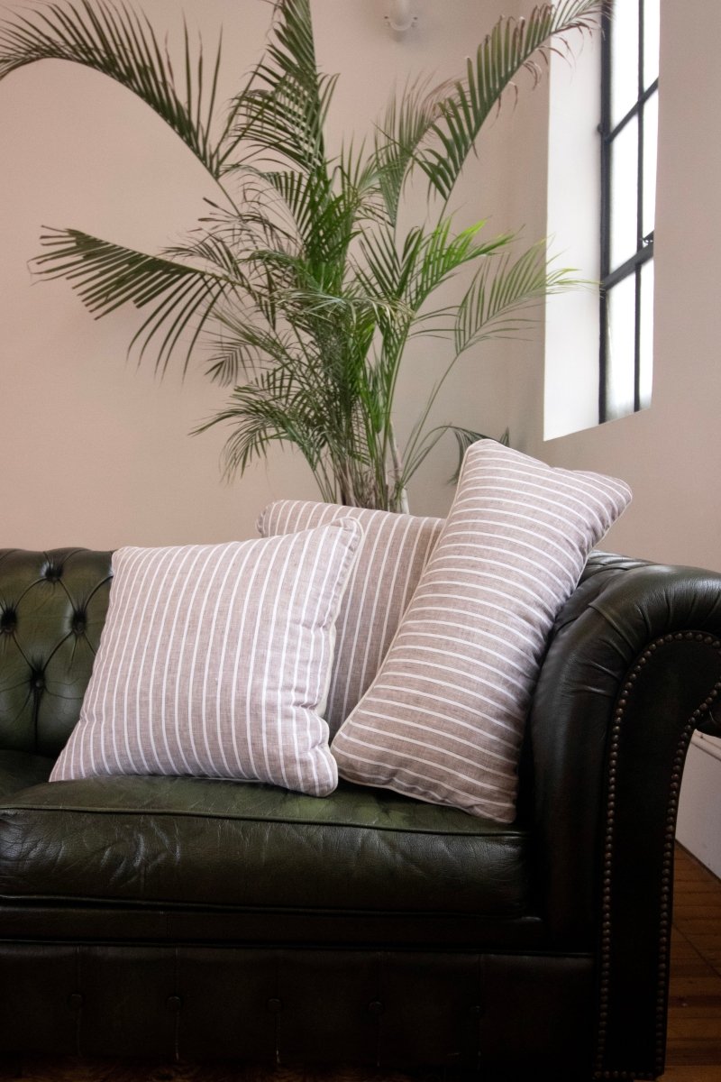 Brown & White Striped Pillows - Made X Hudson