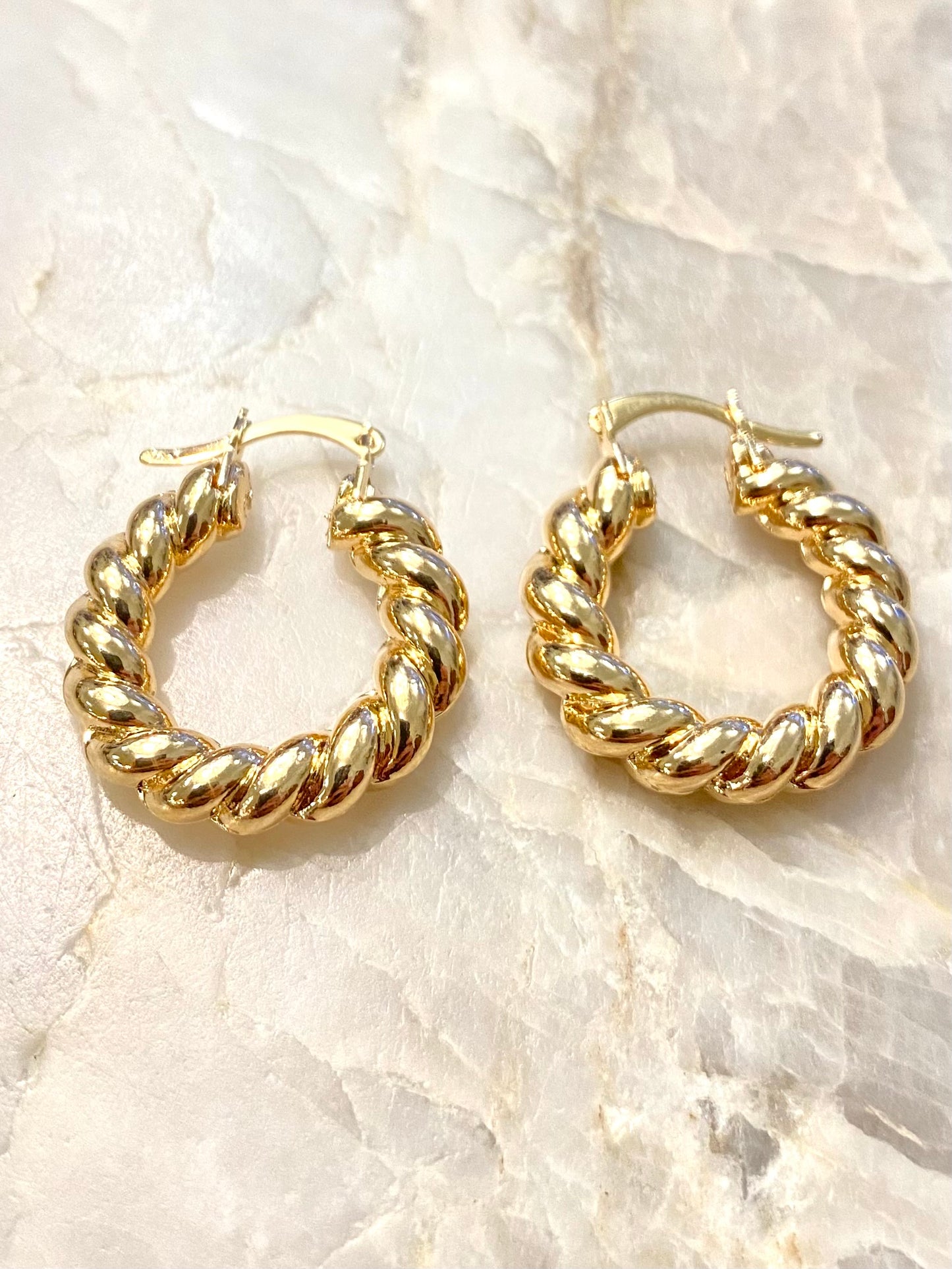 18k Gold Filled Rope Twist Hoops