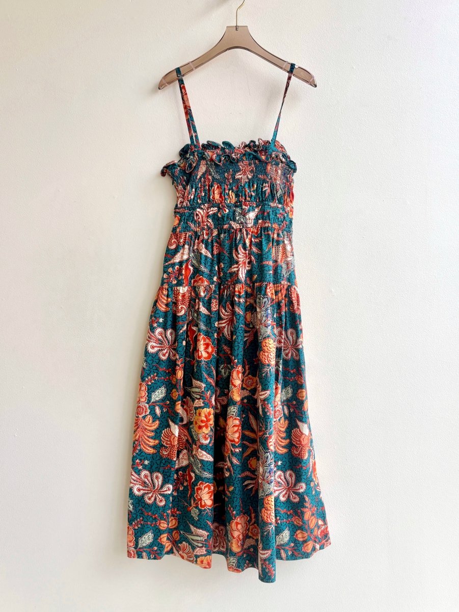 Ulla Johnson | Printed Teal & Orange Floral Dress (Vintage) - Made X Hudson