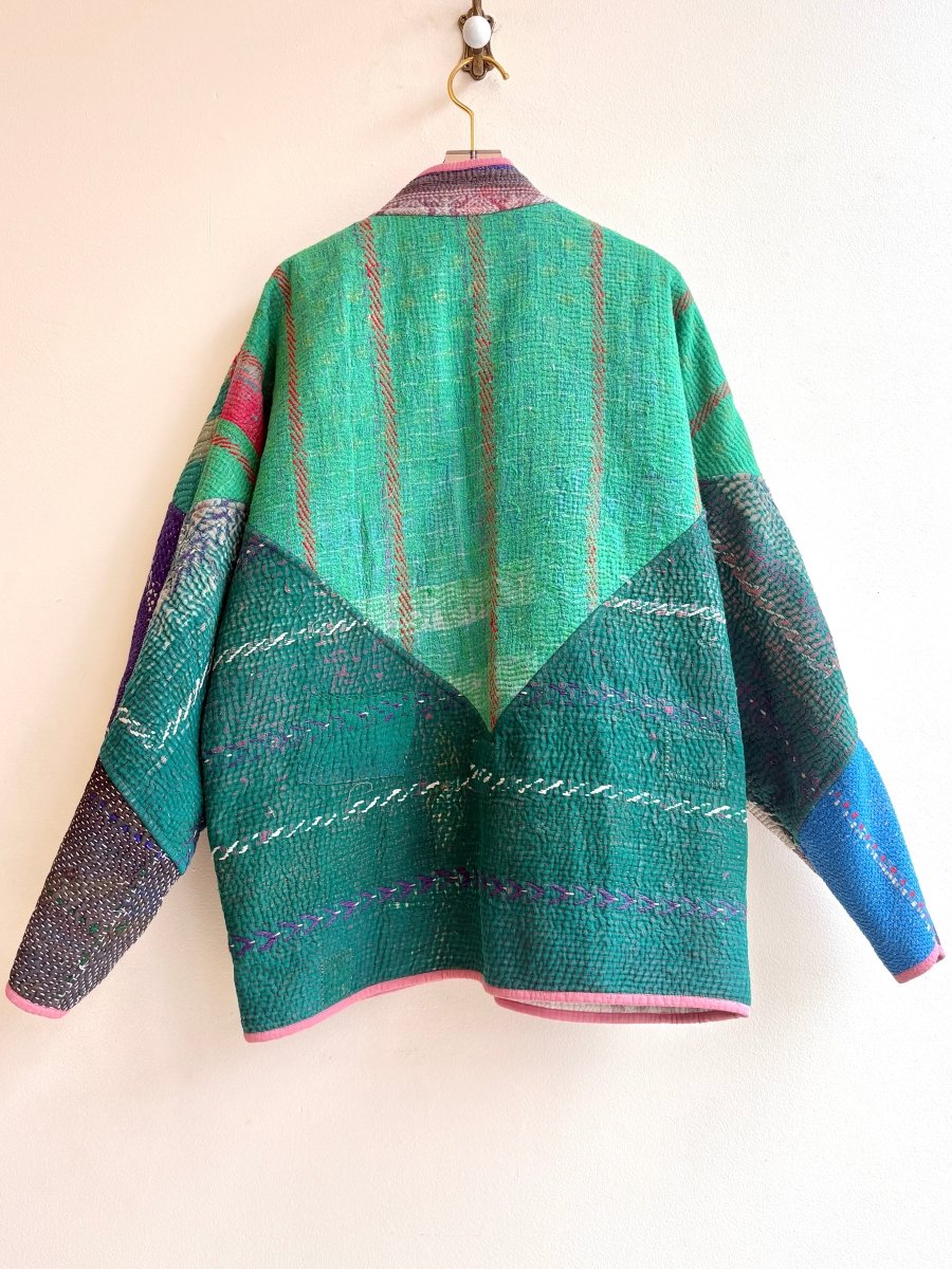 Reversible Ladhiya Quilted Jacket in Colors Light Clay, Hot Red, Bone White, Pink & Kelly Green, Light Blue, Deep Pink, Cream - Made X Hudson