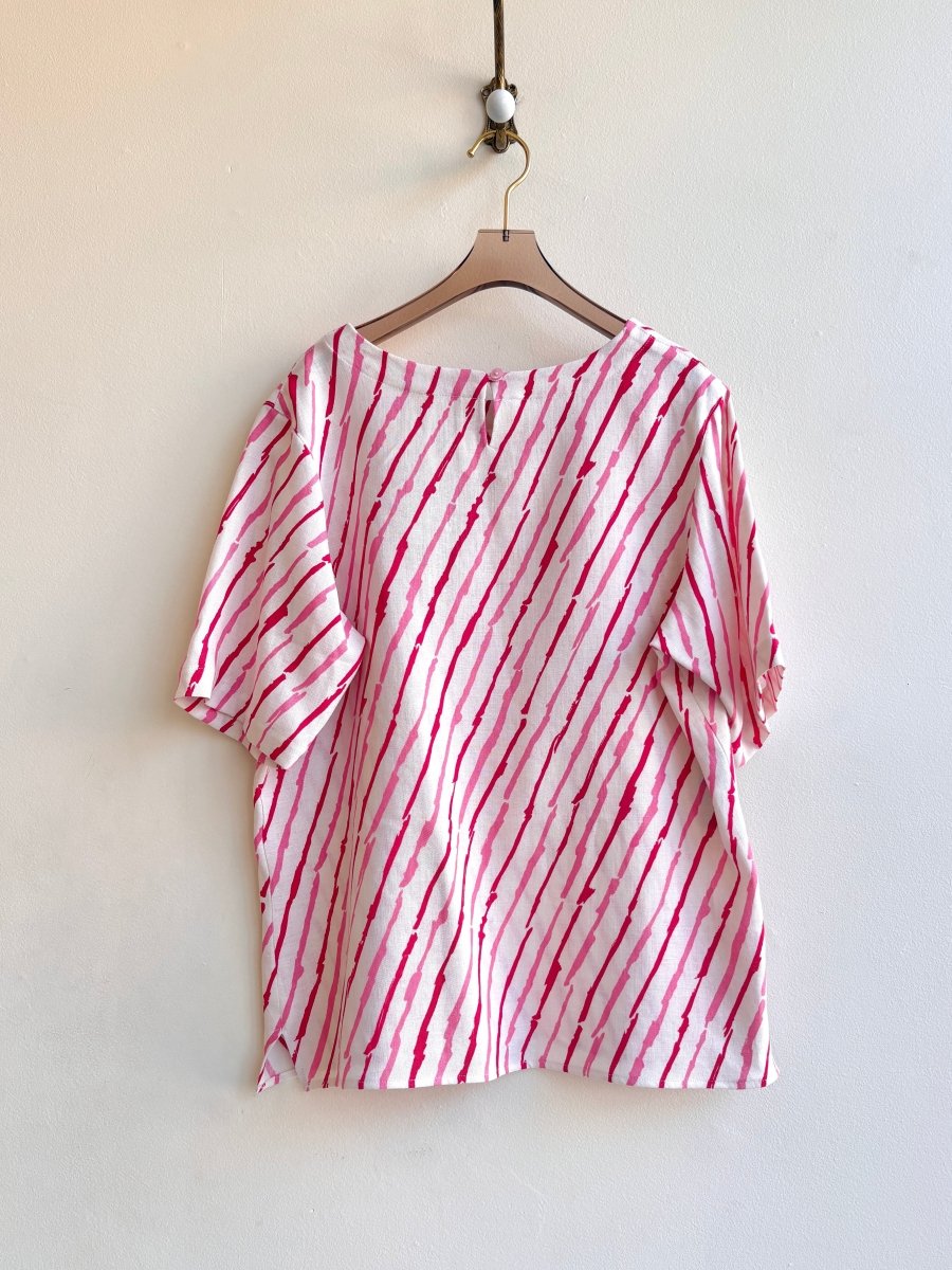 Bubble Gum Pink & Cherry Stripe Everyday Top - Made X Hudson
