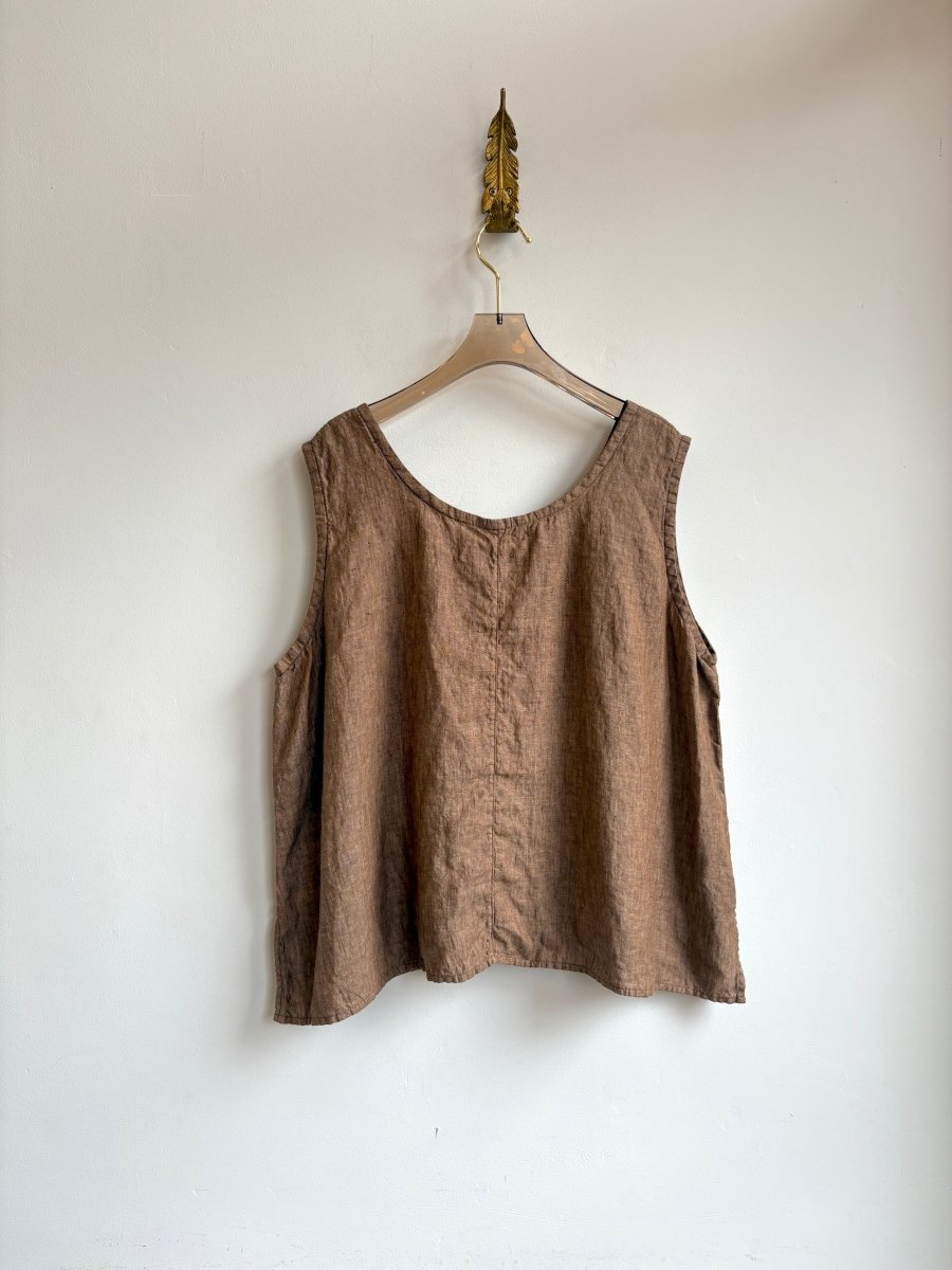 Brown Turf Linen Tank Top - Made X Hudson