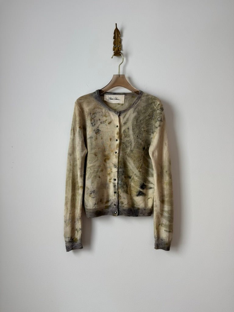 Eco Printed Button Down Cardigan w/ Glass Buttons (Reworked) - Made X Hudson