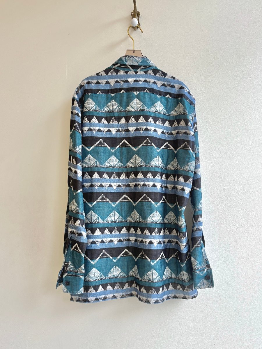 Thaddeus O'Neil | Teal and Black Geometric Button Up Shirt (Vintage) - Made X Hudson