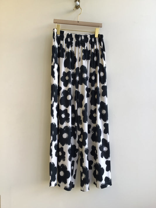 Black Flower Wide Leg Pant