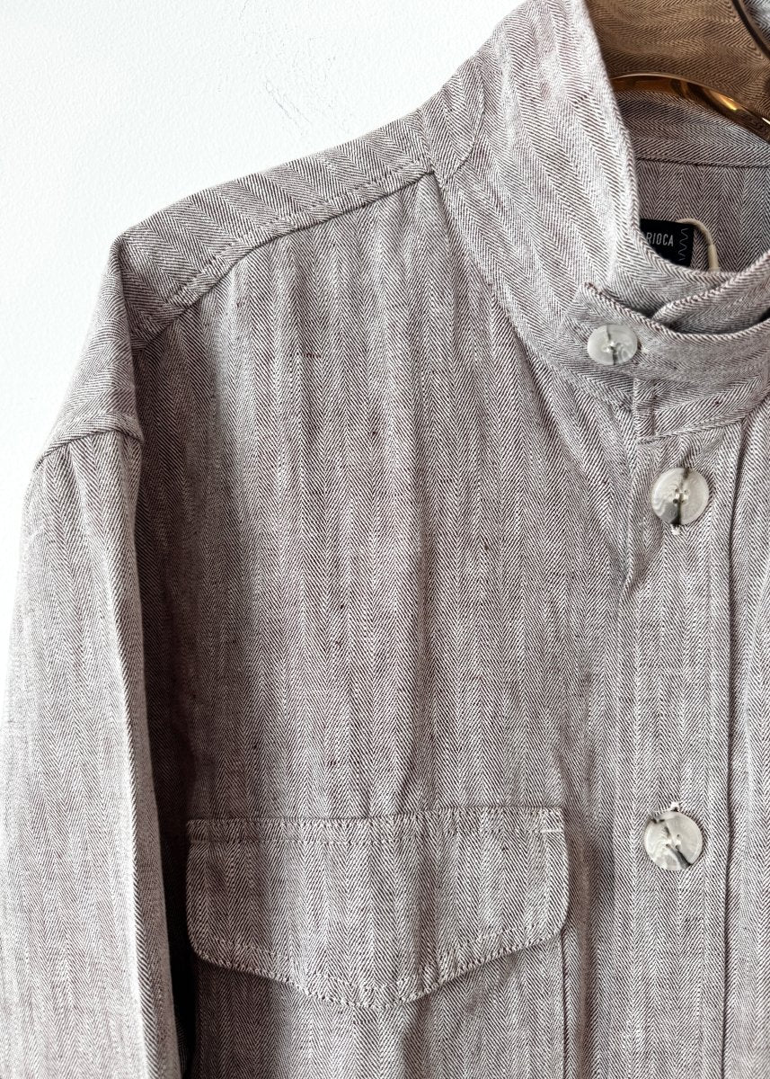 Frescobol Carioca | Bark Twill Stripe Long Sleeve Shirt Jacket (Vintage) - Made X Hudson