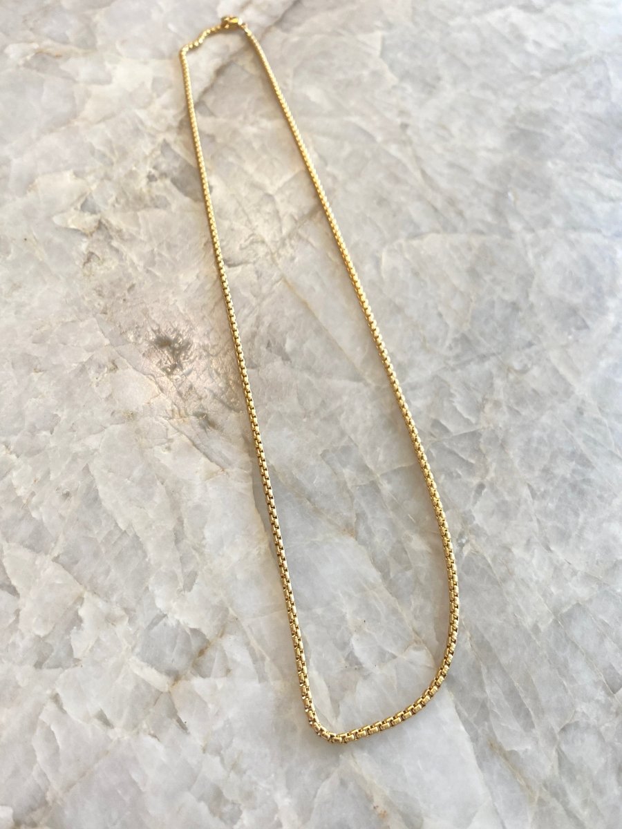 18k Gold Plated Stainless Steel Box Chain Necklace - Made X Hudson