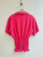 The George Top | Cherry Red Polo w/ Smocked Waist (Reworked) - Made X Hudson
