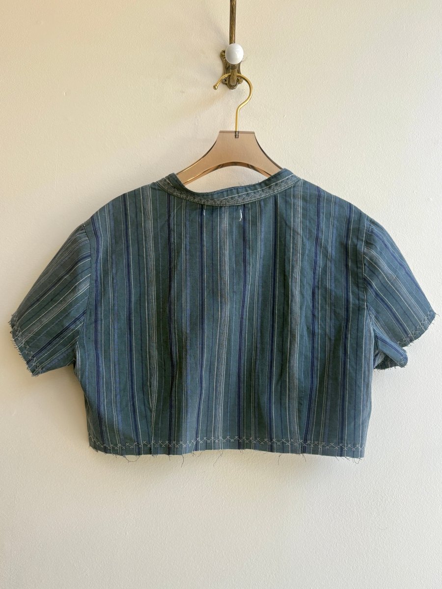The Valley Shirt in Vintage Ocean Teal Stripe (Reworked) - Made X Hudson