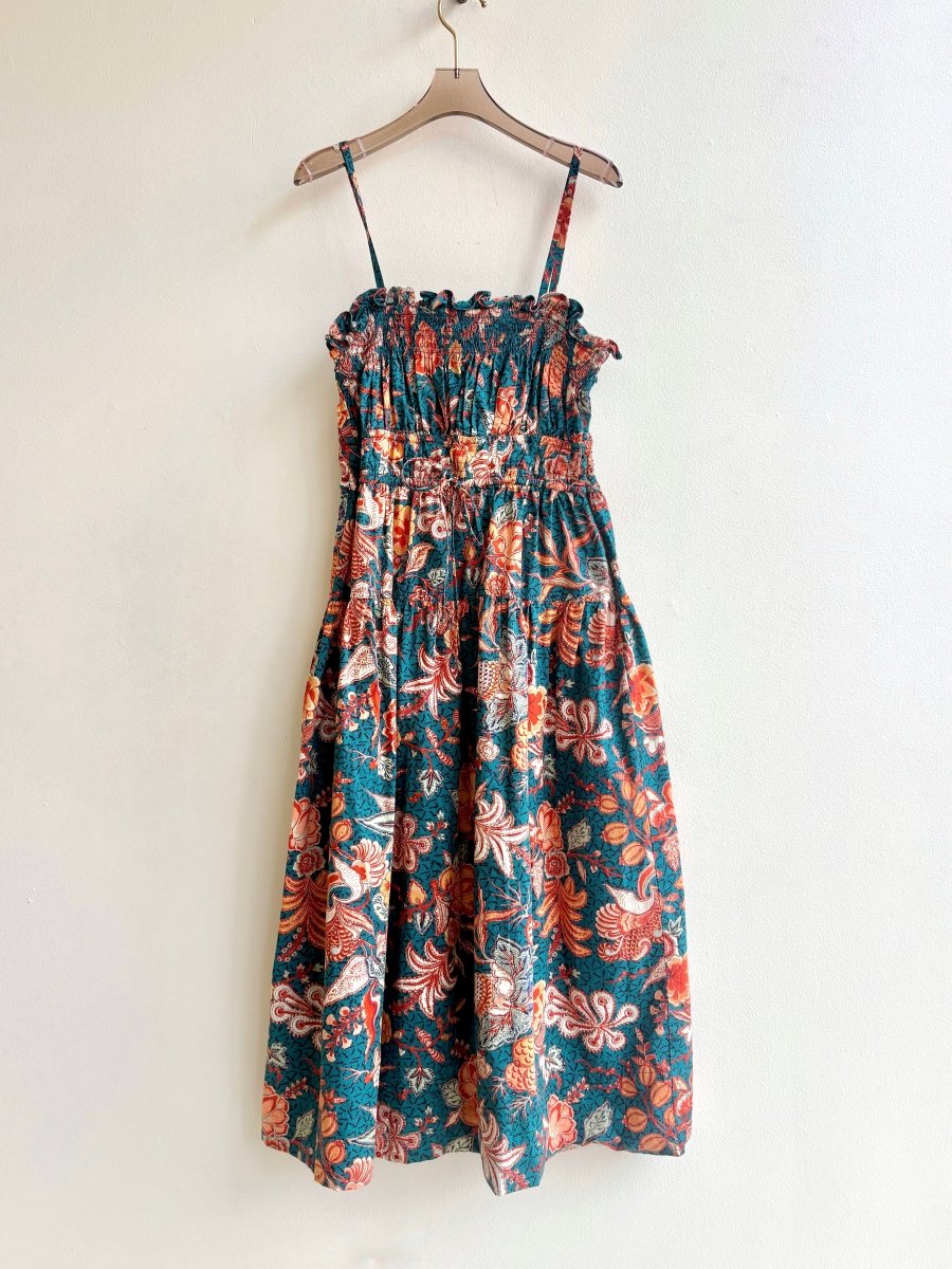 Ulla Johnson | Printed Teal & Orange Floral Dress (Vintage) Made X Hudson Ulla Johnson | Printed Teal & Orange Floral Dress (Vintage) Made X Hudson