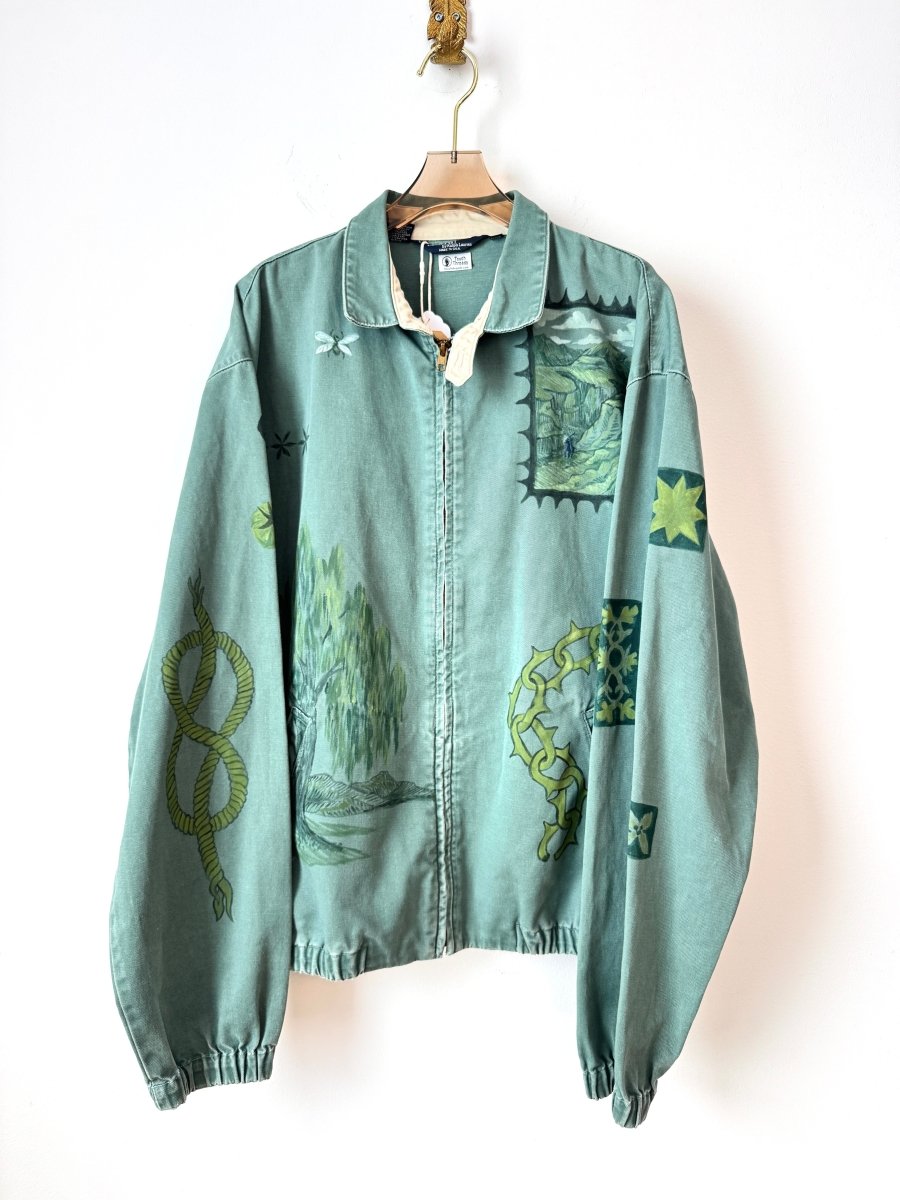 Boar and Willow Sage Bomber Jacket | Hand Painted (Reworked) - Made X Hudson