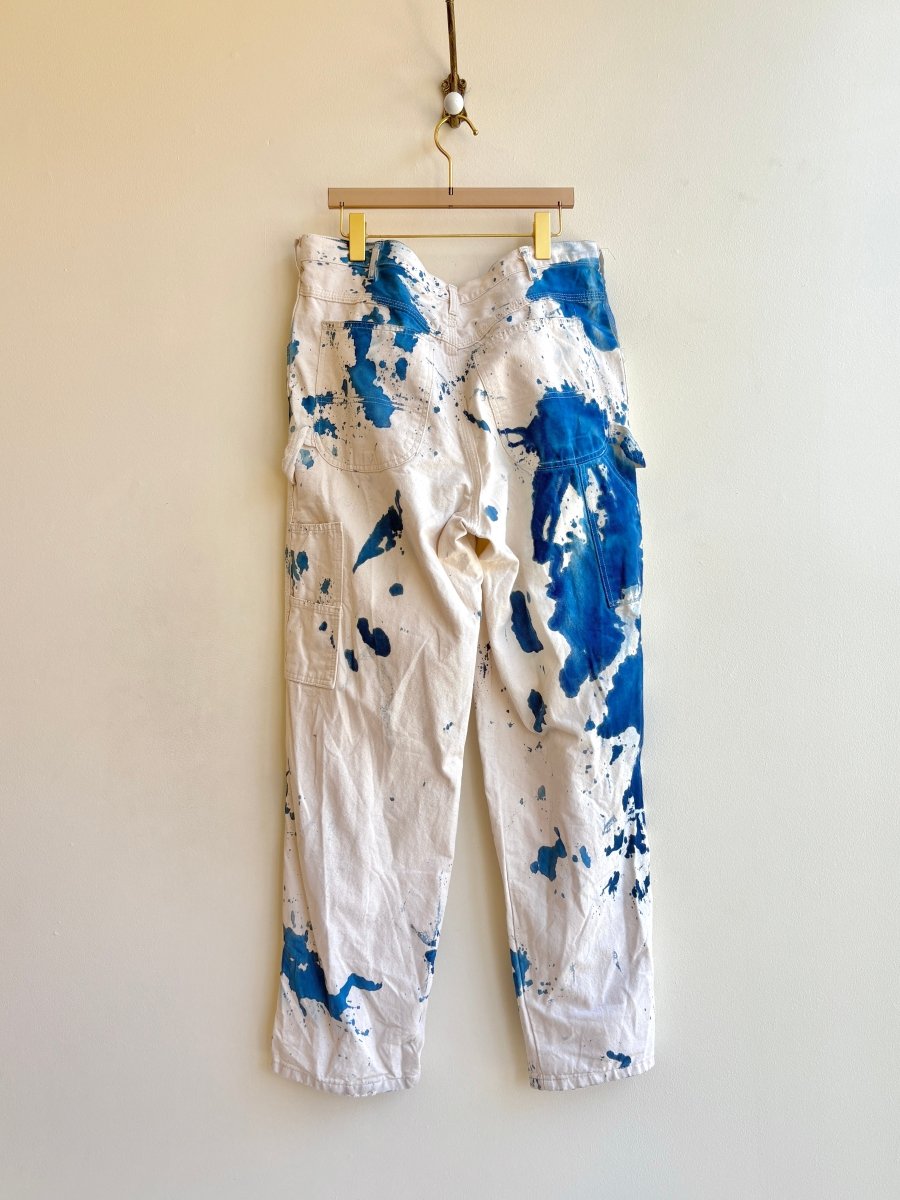 Blue & White Cyanotype Drop Cloth Work Pants (Reworked) - Made X Hudson