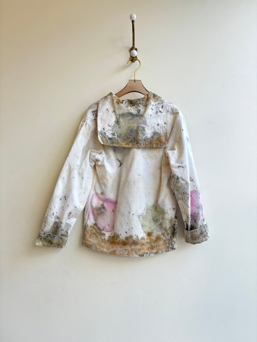 Pink & Green Eco Printed & Hand Drawn Long Sleeve Sailer Top (Reworked) - Made X Hudson