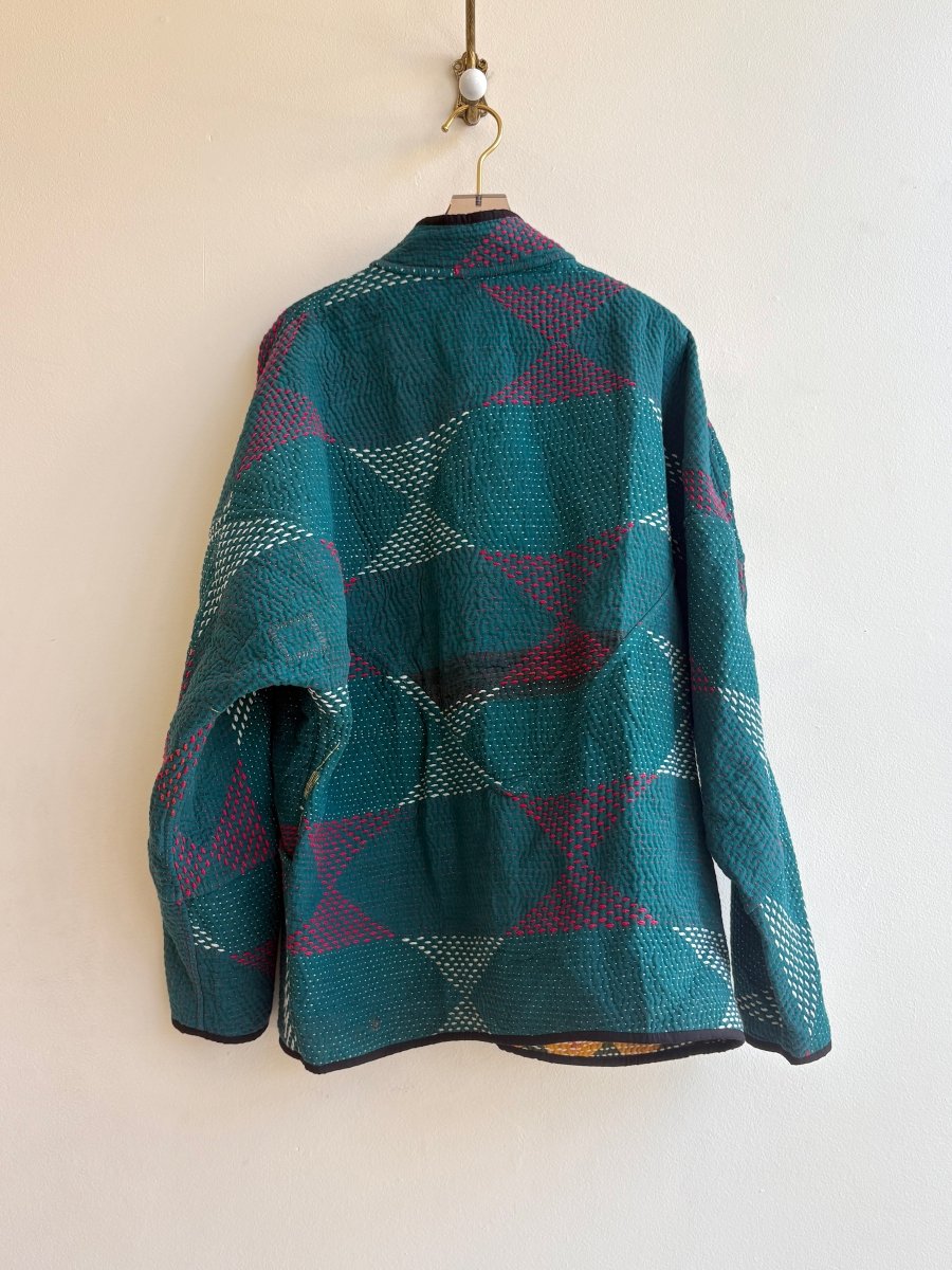Reversible Ladhiya Quilted Jacket in Colors Teal, Red, White & Mustard, Orange, Olive - Made X Hudson