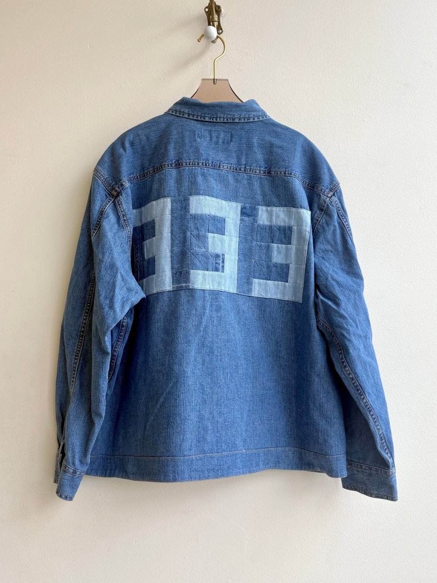 Angel Number "333" Blue Denim Shirtjacket w/ Patch Pockets (Reworked) - Made X Hudson