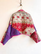 Reversible Kaira Quilted Cropped Jacket in Colors Eggplant, Pink, Cream & Red, Cream, Purple, Yellow - Made X Hudson