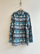 Thaddeus O'Neil | Teal and Black Geometric Button Up Shirt (Vintage) - Made X Hudson