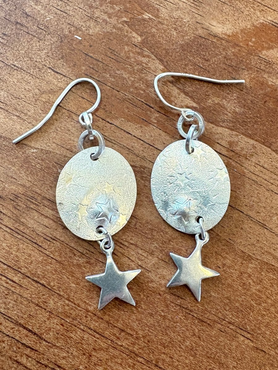 Handmade Sterling Silver Star & Oval Earrings - Made X Hudson