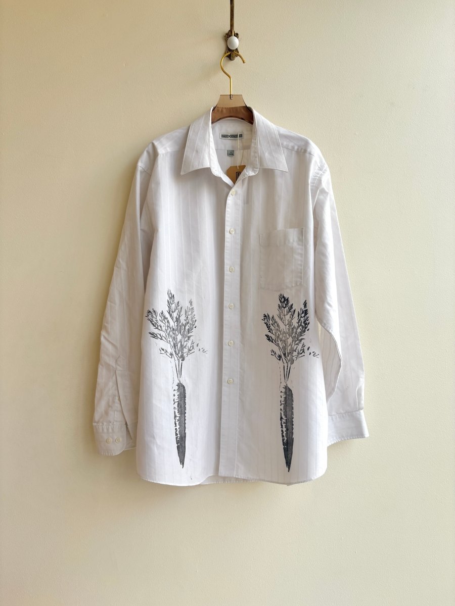 White Stripe Low Print Carrot Shirt (Reworked) - Made X Hudson