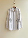 White Stripe Low Print Carrot Shirt (Reworked) - Made X Hudson